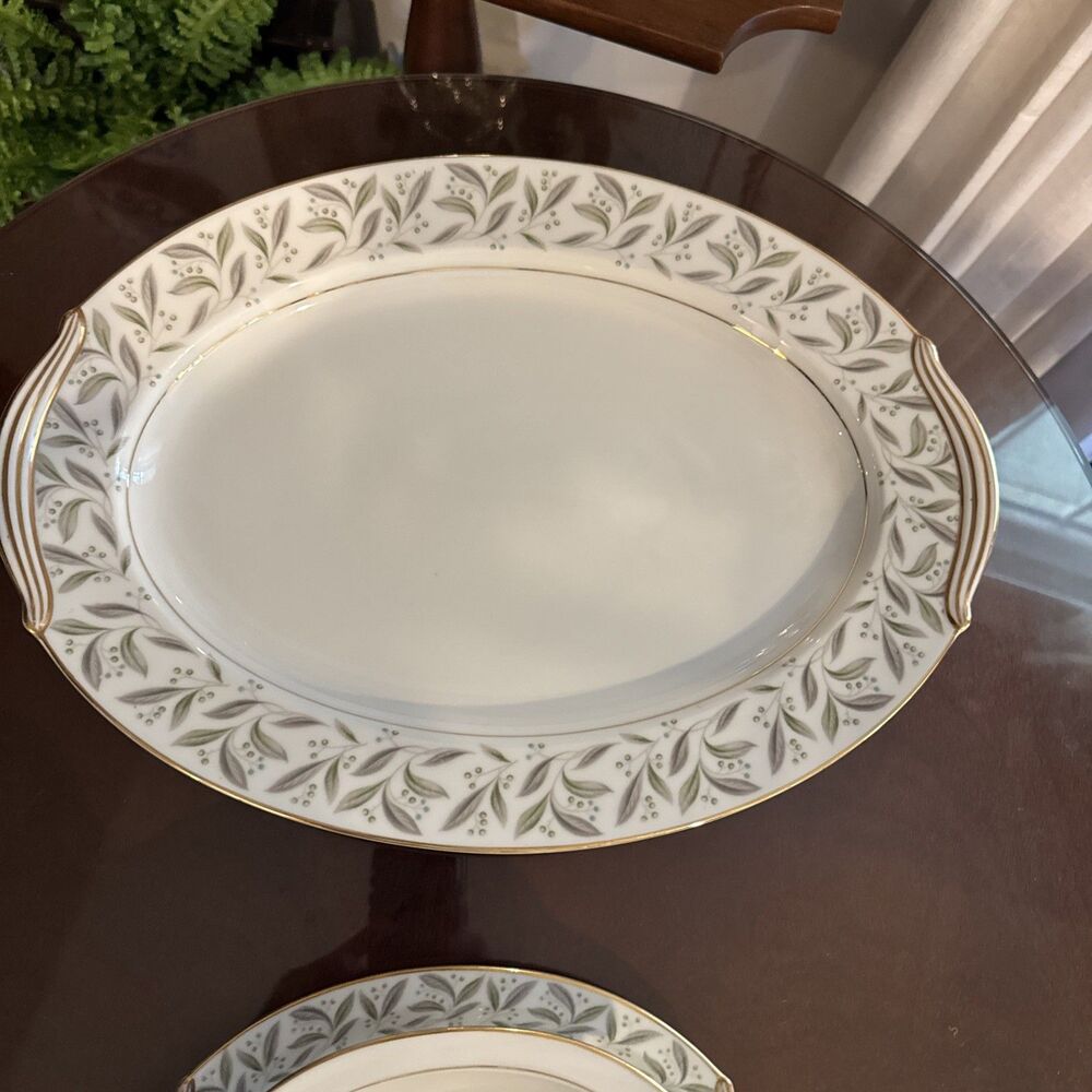 Noritake Oval China Platter Carole Pattern 13.75”L x 10.25"W